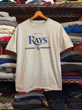 Vintage VF Imagewear MLB Tampa Bay Rays Heather Gray T-Shirt Men’s Large